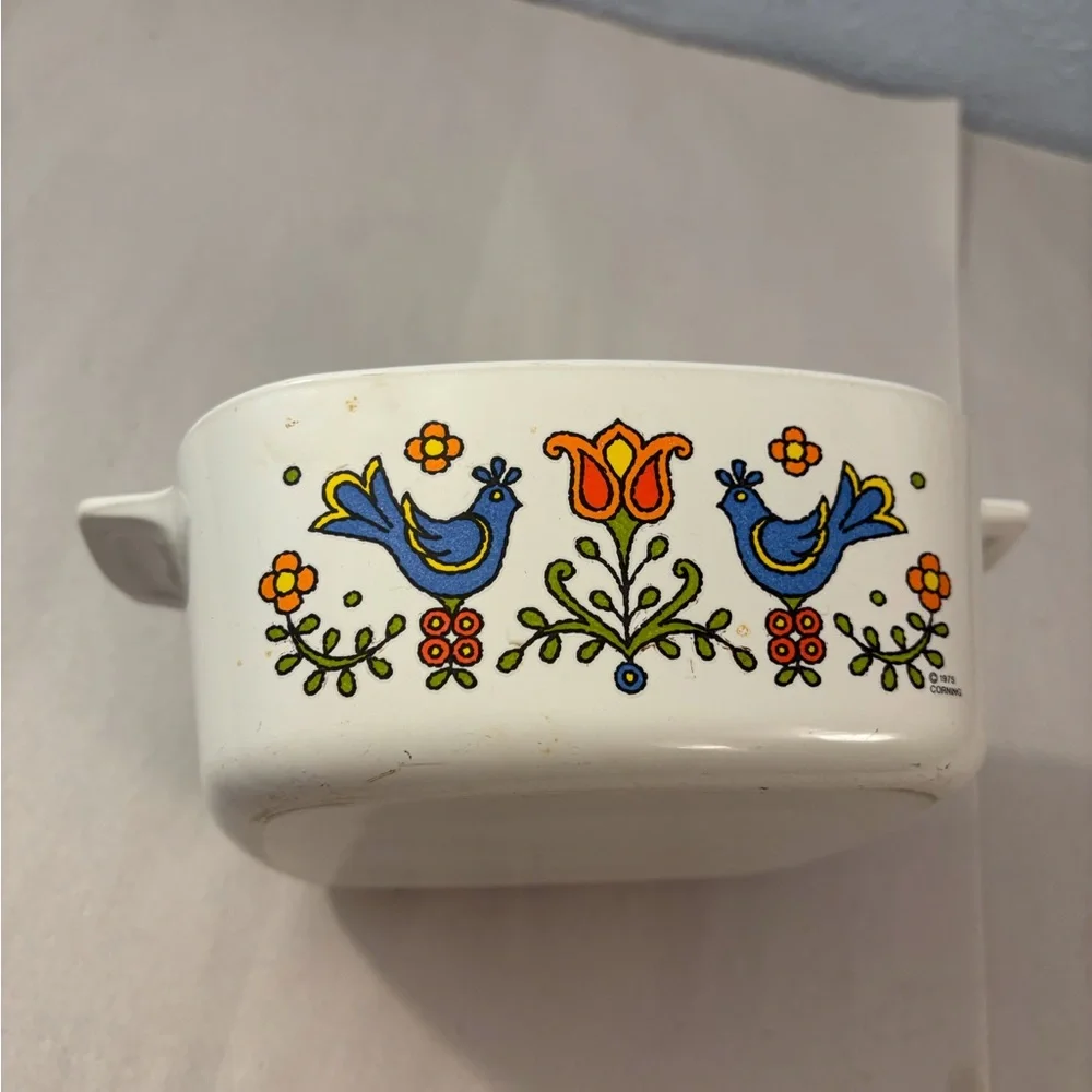 Corningware White Dish Vintage Ware Corning A 1.5 Quart B Festival Blue Birds - Picture 3 of 9